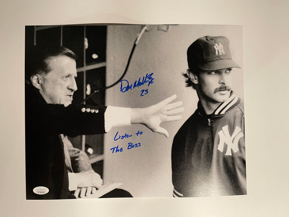 Don Mattingly Autographed 11x14 Photo with George Steinbrenner and Inscription "Listen to the Boss"(JSA)
