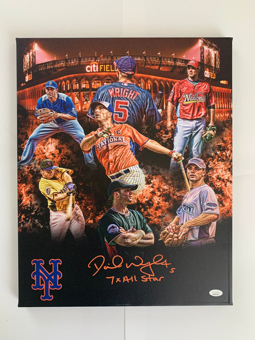 David Wright 16x20 Custom Graphic Wrapped Canvas with "7x All Star" Inscription (JSA)