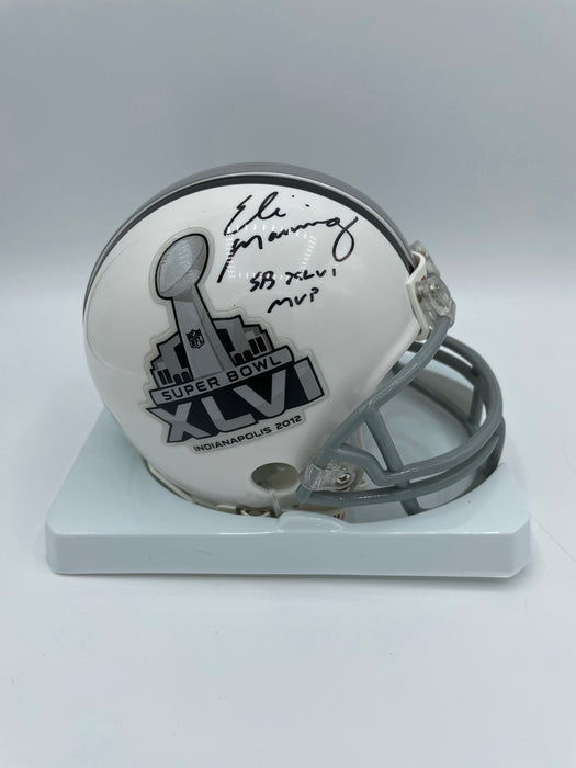 Eli Manning Autographed Super Bowl XLVI Mini Helmet with SB XLVI Inscription (Fanatics)