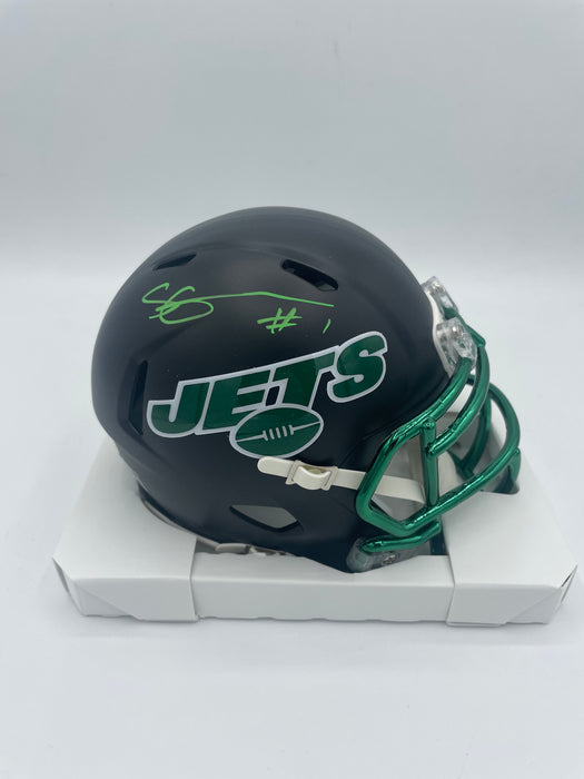 Sauce Gardner Autographed NY Jets 2022 Black Alternate Mini Helmet (Beckett)