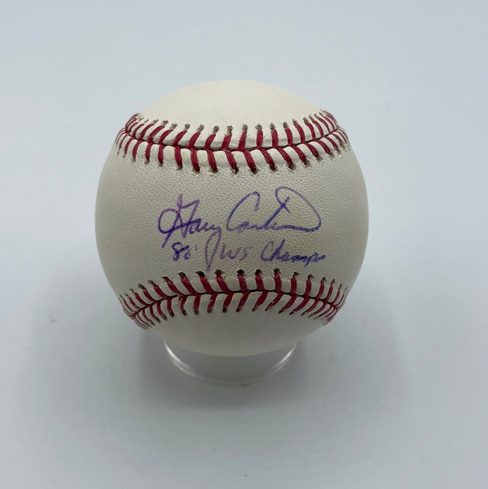 Gary Carter Autographed OMLB with 86 WS Champs Inscription (JSA)