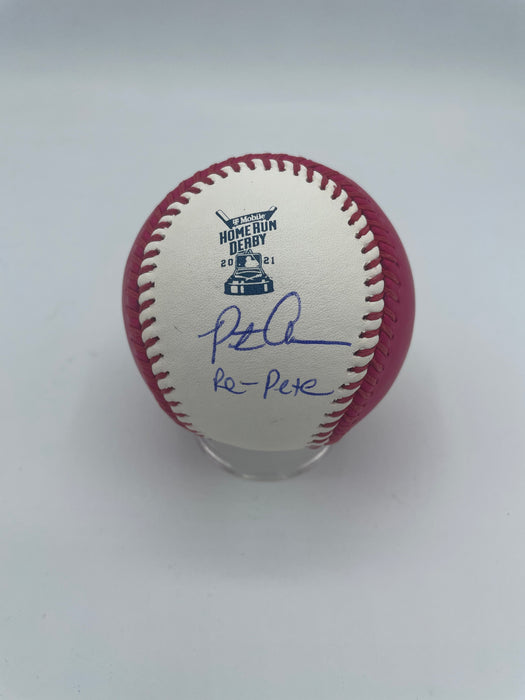 Pete Alonso Autographed Pink 2021 HR Derby Baseball w/ RePete Limited Edition of 221 Inscription (Fanatics/MLB)