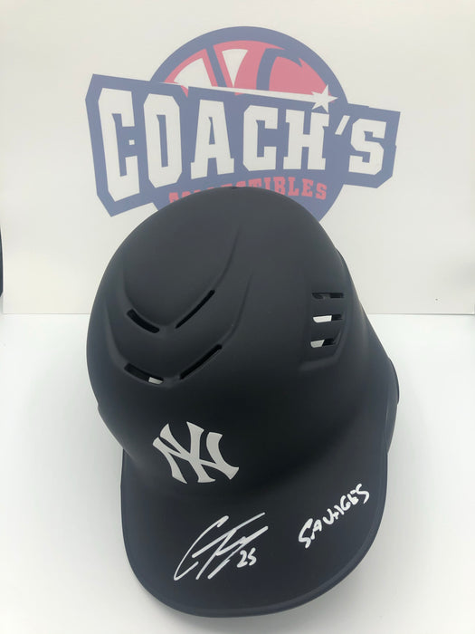 Gleyber Torres Autographed Matte Finish NY Yankee Cool Flo Batting Helmet with Savages Inscription (Beckett)