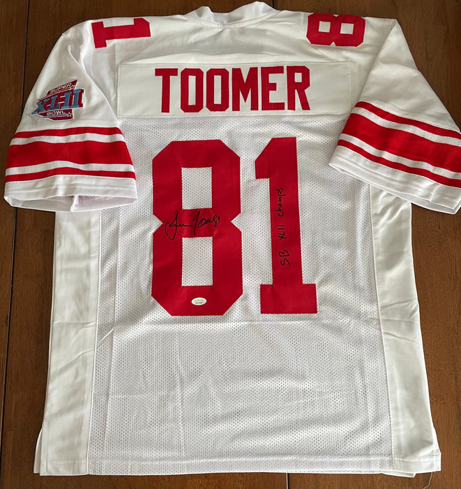 Amani Toomer Autographed NY Giants CUSTOM White Road Jersey with