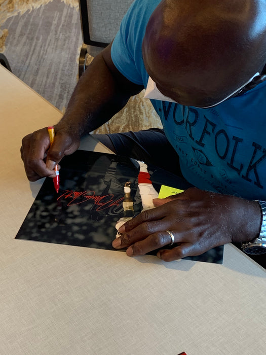 Bruce Smith Autographed 11x14 Custom Spotlight Photo with Bad Things Man Inscription (JSA)