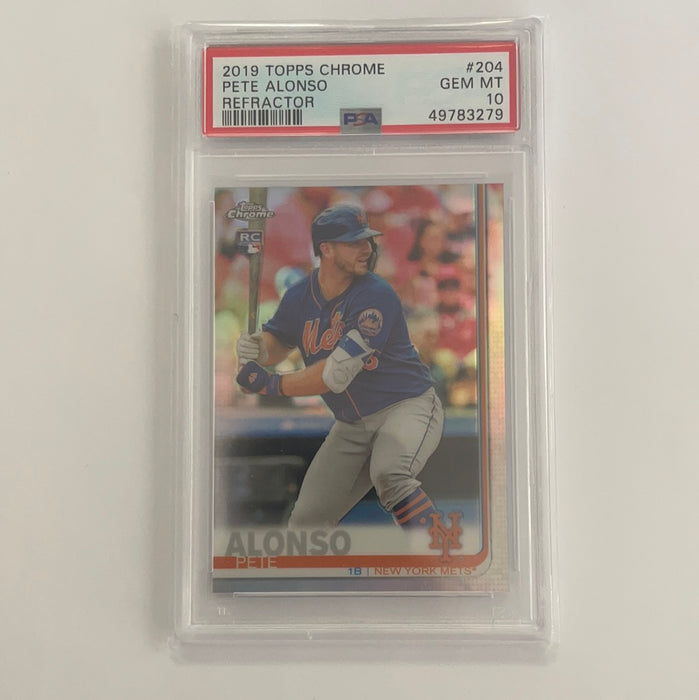 Pete Alonso Encapsulated 2019 Topps Chrome Refractor Rookie Card #204 Gem Mint 10 (PSA)