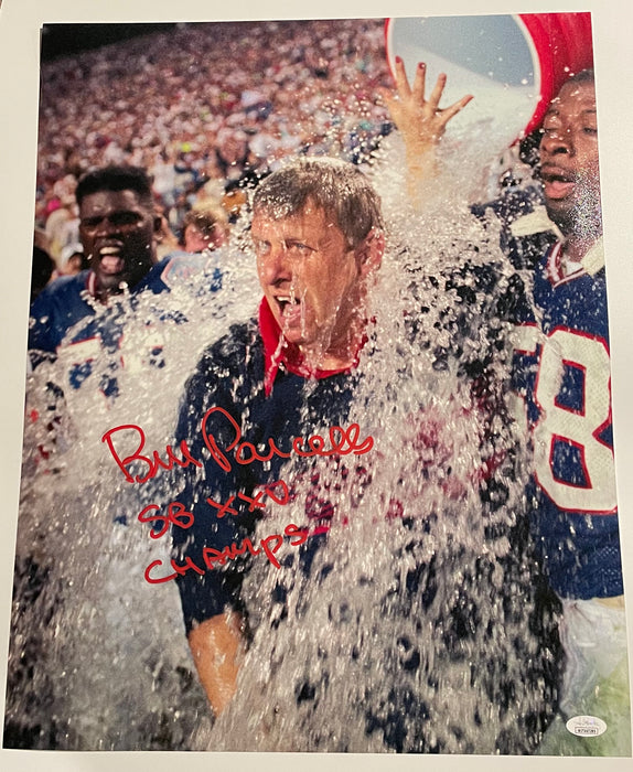 Bill Parcells Autographed 16x20 Water Splash Photo with SB XXV Champs (JSA)