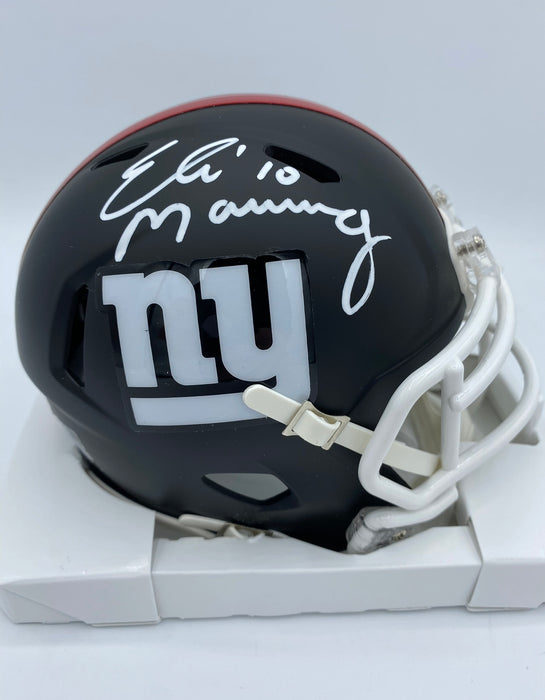 Eli Manning Autographed Riddell Alternate Flat Black Mini Helmet (Fanatics)