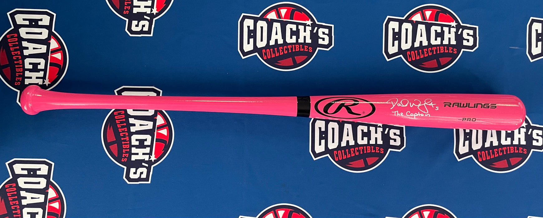 David Wright Autographed PINK Rawlings Pro Model Bat with The Captain Inscription (JSA)