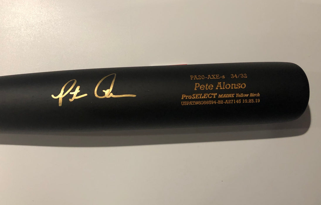 Pete Alonso Autographed Dove Tail Axe Knob Game Model Bat (Fanatics/MLB)