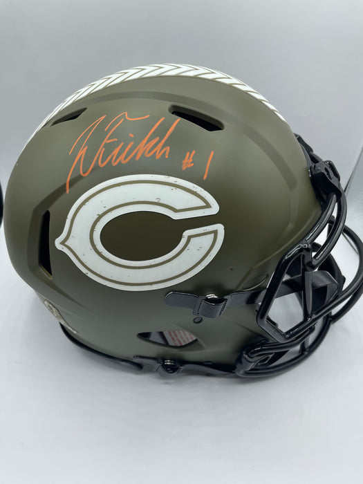 Justin Fields Autographed Chicago Bears Full Size Salute to Service Authentic Helmet (Beckett)