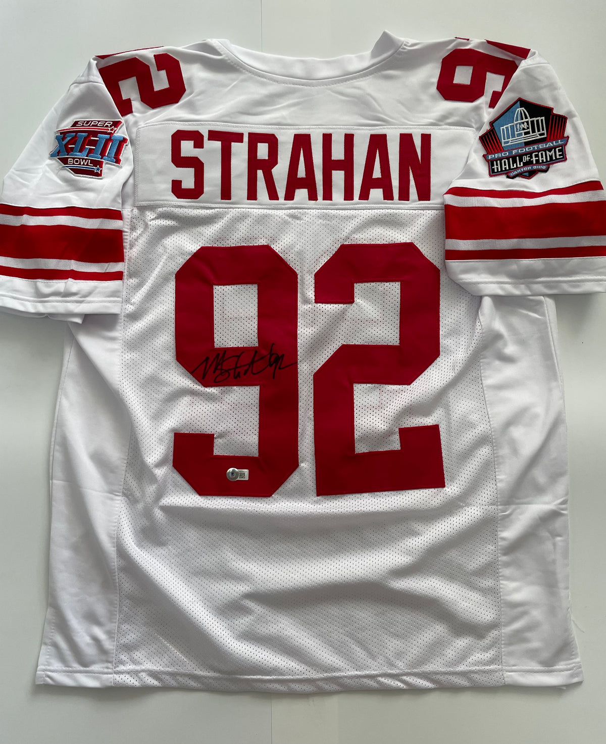 Michael Strahan Signed Custom Framed Jersey Display (Beckett