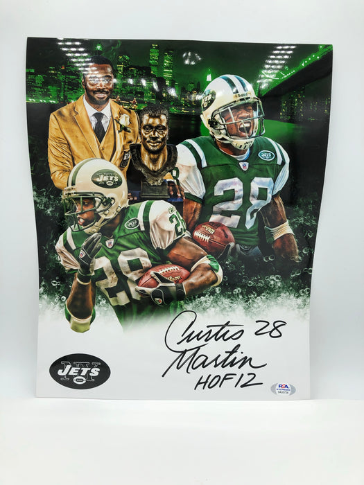 Curtis Martin Autographed 11x14 Custom Edit Collage Photo with HOF 12 Inscription (PSA)