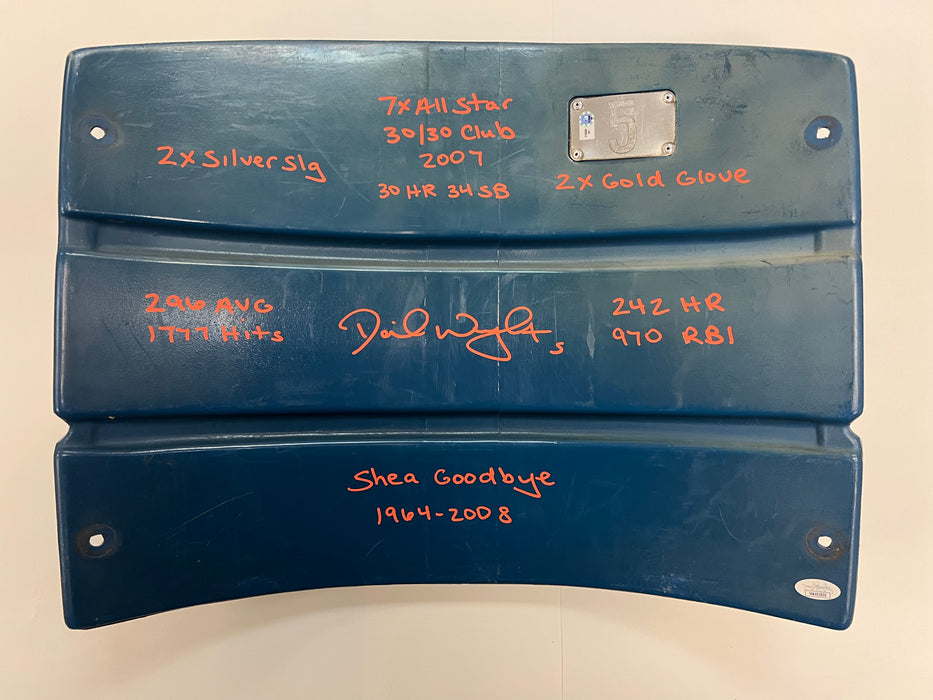 David Wright Autographed Shea Stadium Authentic Blue Seat Back w/ Multi Inscription (JSA)