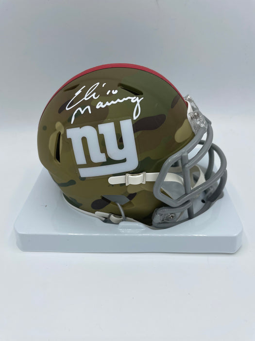 Eli Manning Autographed Camo Alternate Mini Helmet (Fanatics)