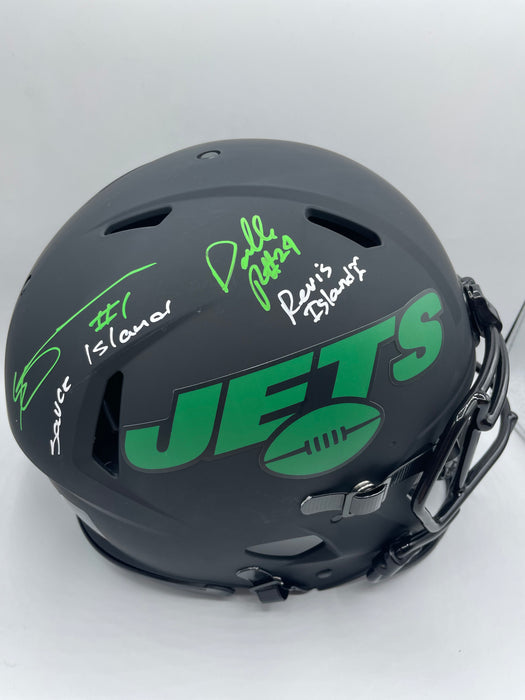 Darrelle Revis & Sauce Gardner DUAL Autographed NY Jets Eclipse Full Size Authentic Helmet w/ Inscriptions (Beckett)