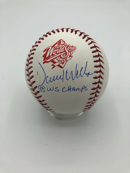David Wells Autographed 1998 World Series Baseball w/ 98 WS Champs Insc (JSA)