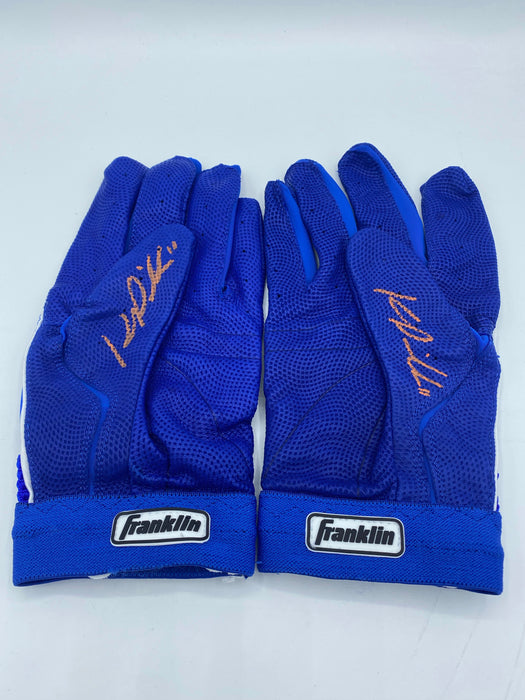 Kevin Pillar Autographed Blue Batting Gloves (Pair) (JSA)