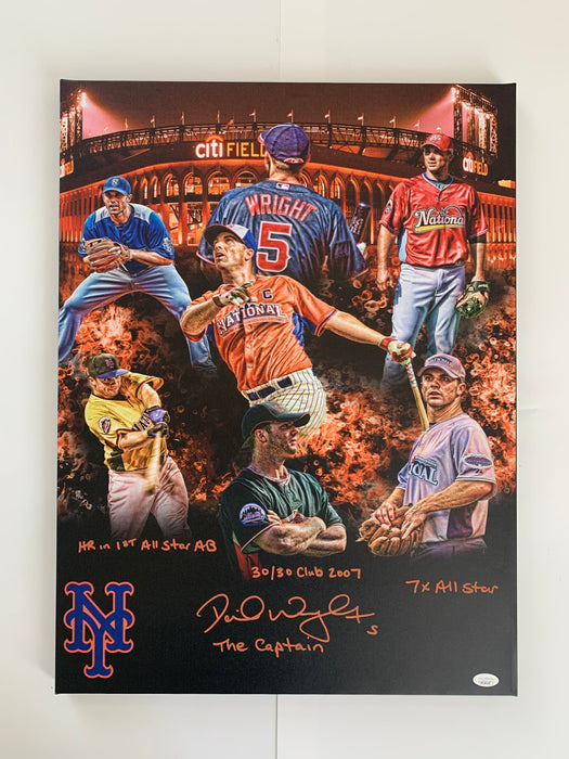 David Wright 18x24 Custom Graphic Wrapped Canvas with Multi Inscription (JSA)