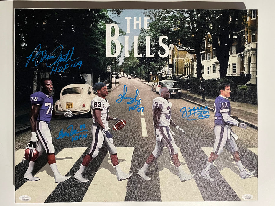 Buffalo Bills Quadruple Signed 16x20 Abbey Lane Wrapped Canvas with Multiple Inscriptions (JSA)