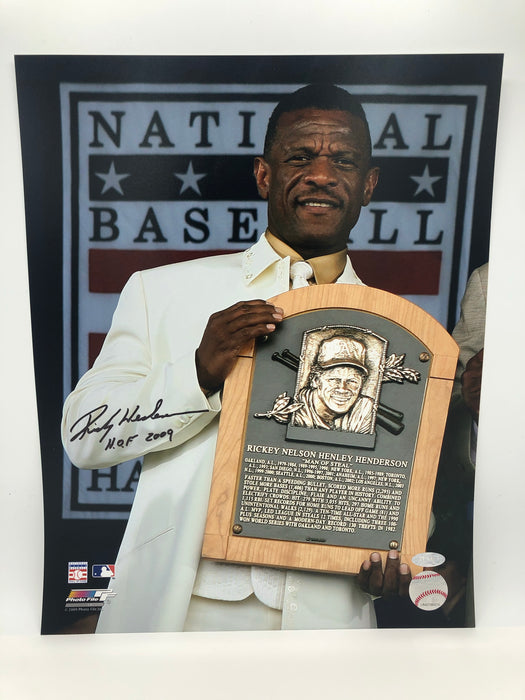 Rickey Henderson Autographed 11x14 Photo with HOF 2009 Inscription (Steiner)