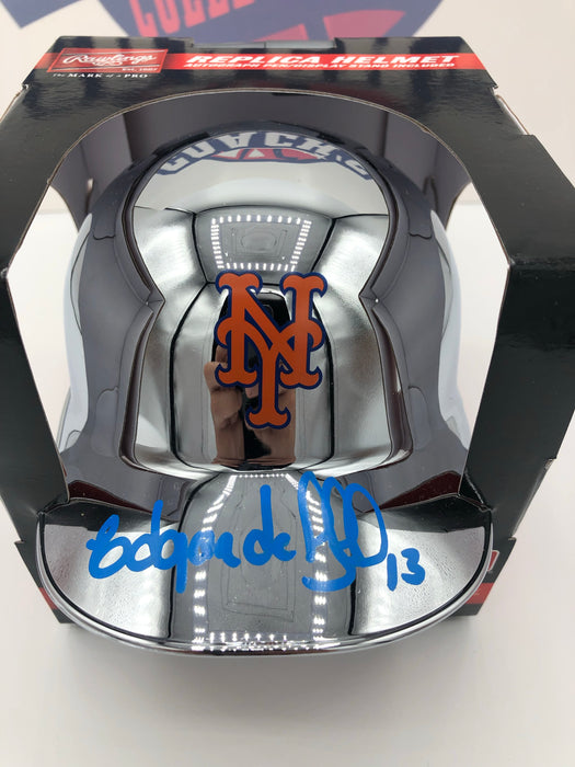 Edgardo Alfonzo Autographed Chrome Mini Batting Helmet (JSA)