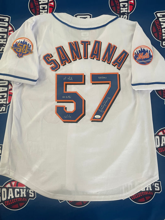 Johan Santana Autographed NY Mets CUSTOM Jersey w/ Multiple Inscriptions (JSA)