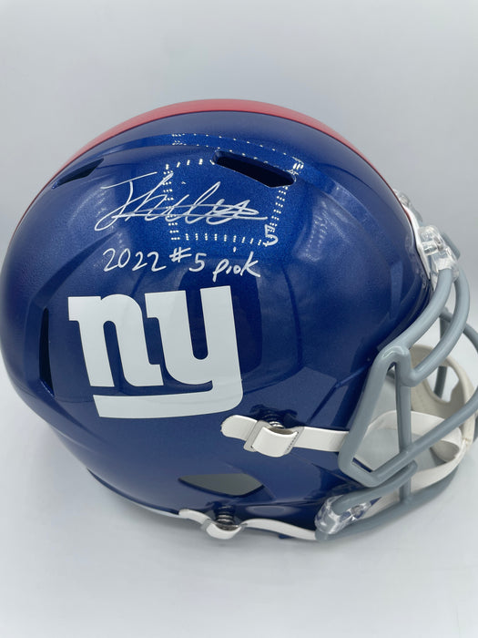 Kayvon Thibodeaux NY Giants Full Size Speed Replica Helmet with Inscr 2022 #5 Pick (Beckett)