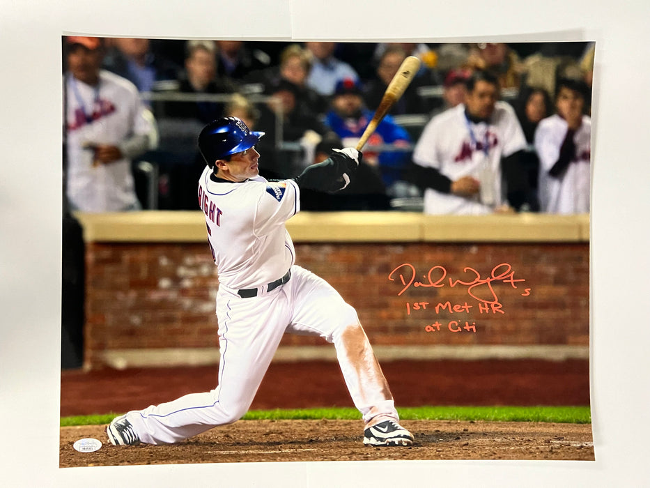 David Wright Autographed 16x20 1st Met HR at Citi Photo with Inscription (JSA)