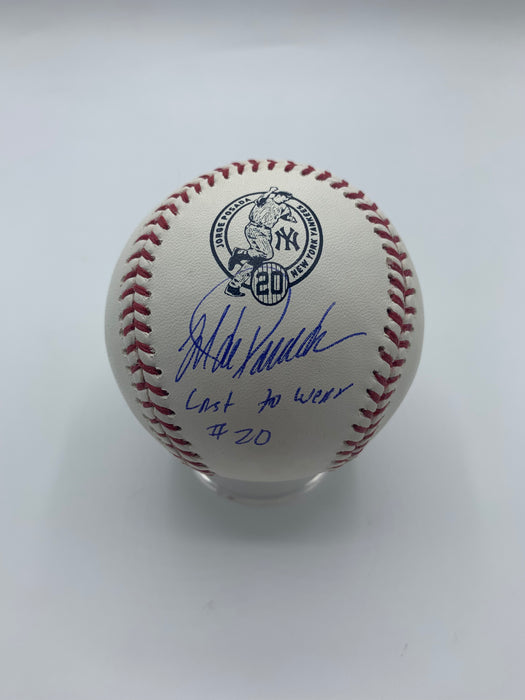 Jorge Posada Autographed Retirement Logo Baseball with Inscription (Beckett)