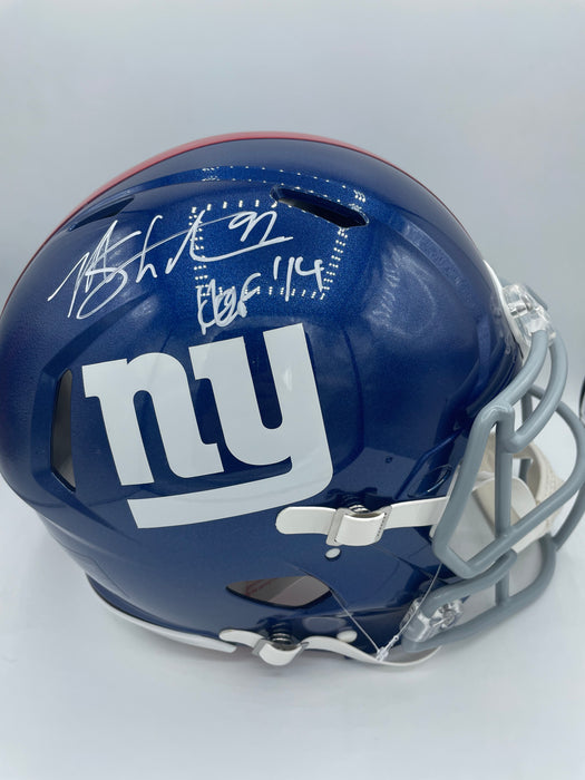 Michael Strahan NY Giants Full Size Speed Authentic Helmet with HOF 14 Inscription (Beckett)